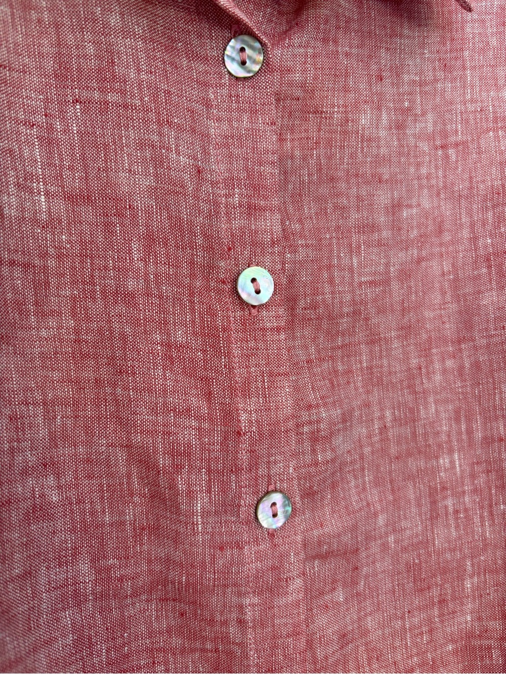 Lintico 100% Linen Buttoned Closure Color-Blocked Shirt Denim Rose M Luxury NWT - Picture 3 of 10